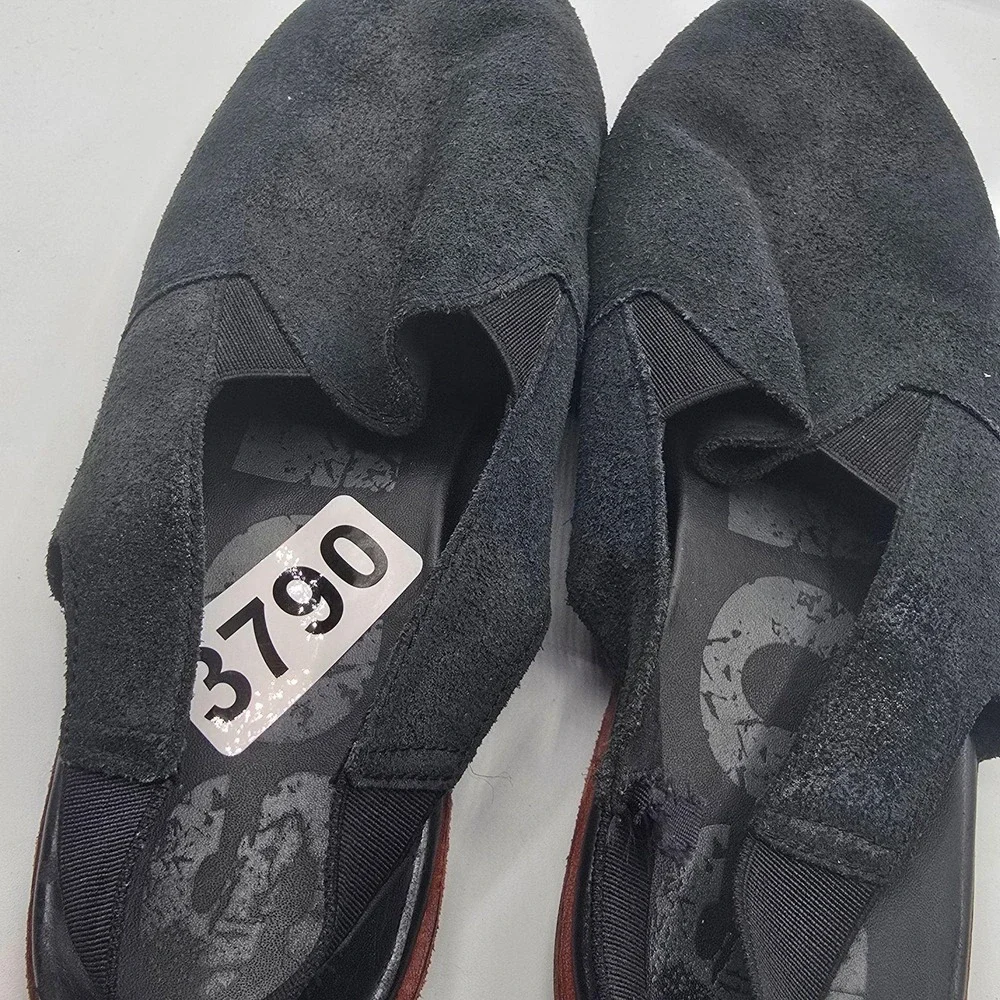 Sorel Sandals Womens Size 10 Black Suede Slingback Strappy Damage Shoes